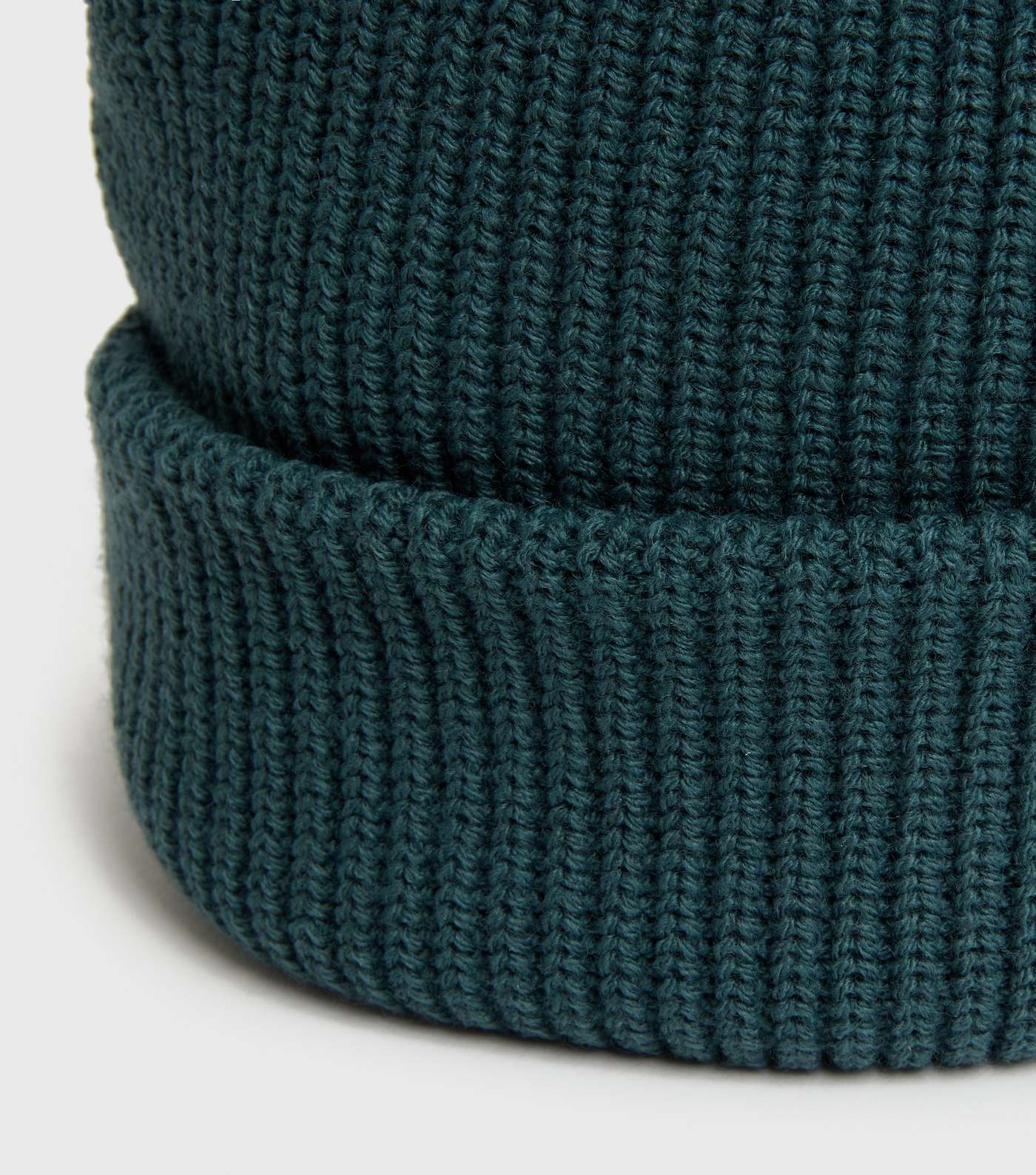 Dark Green Ribbed Knit Beanie Image 3