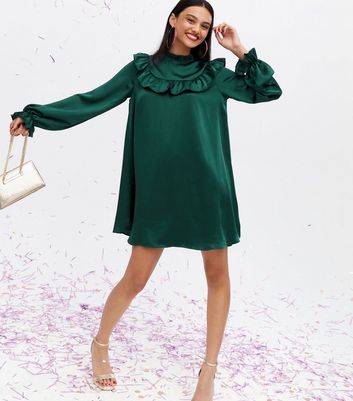 new look green satin dress