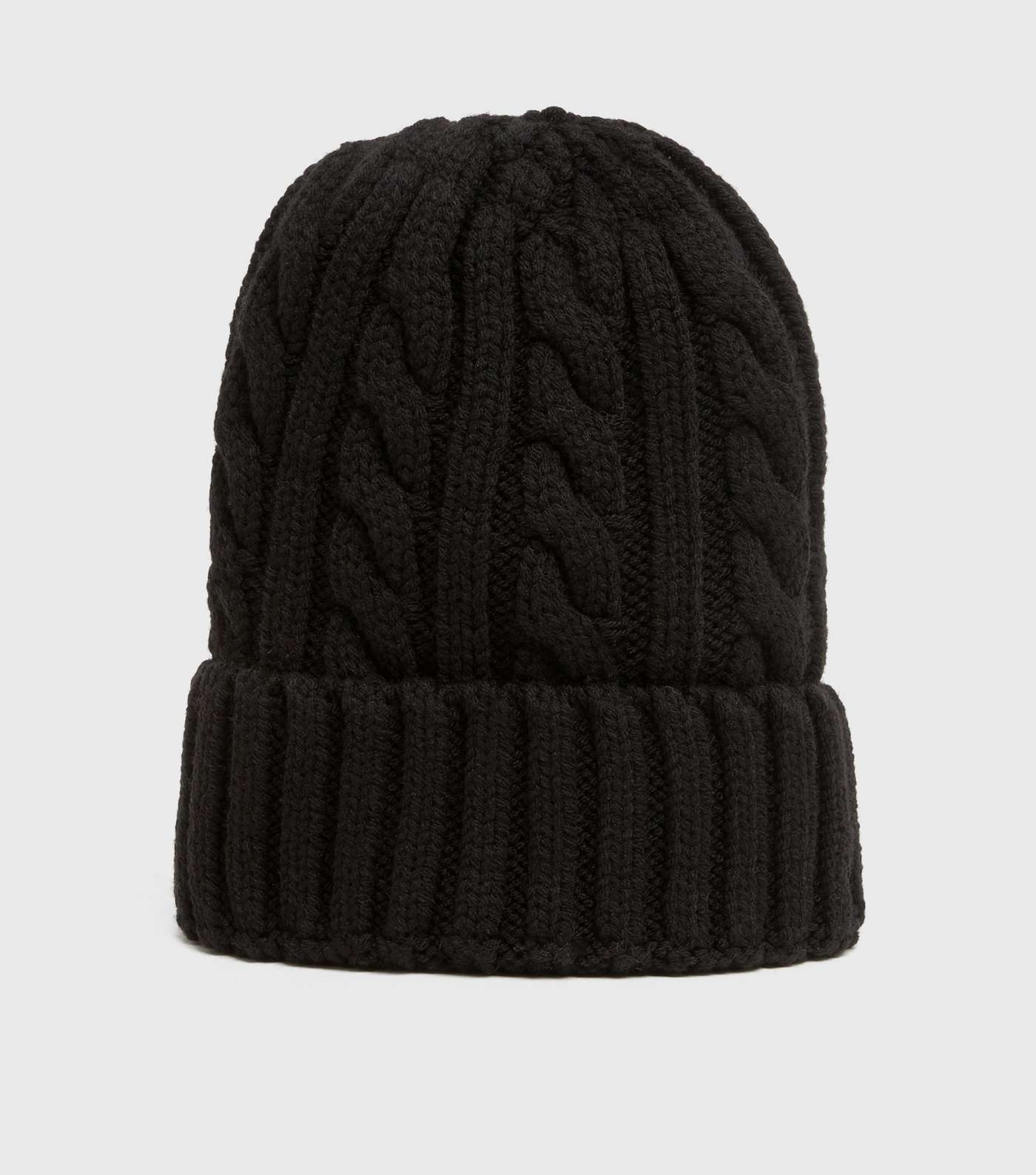 Black Cable Knit Beanie Image 2