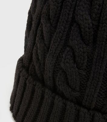 Black Cable Knit Beanie | New Look