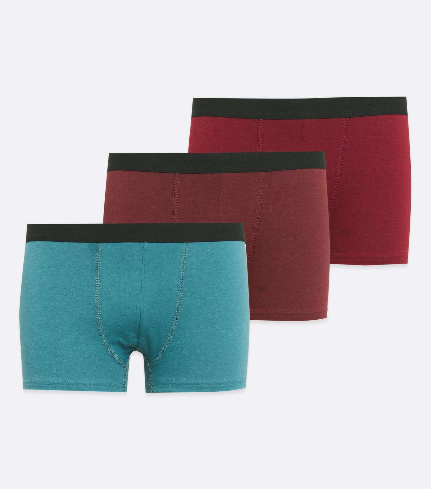 3 Pack Blue Rust and Red Contrast Waistband Boxers