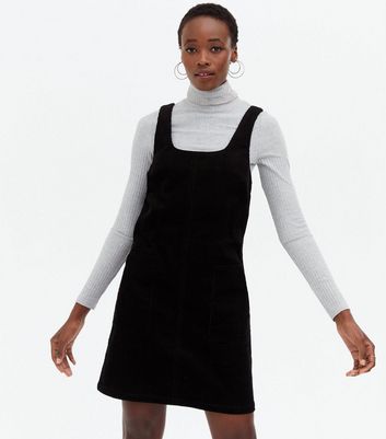 ladies black pinafore dress