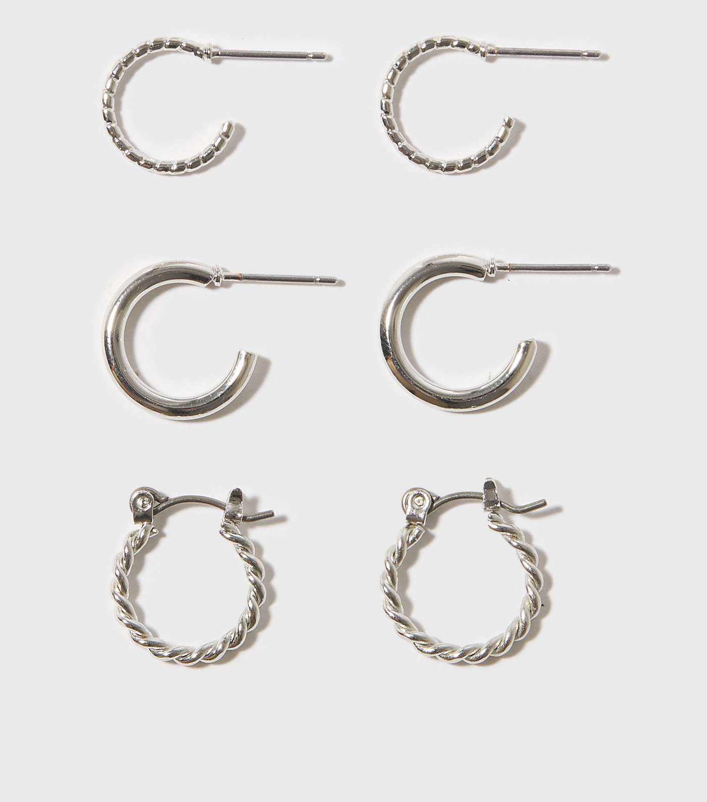 Girls 3 Pack Silver Mini Hoop Earrings Image 2