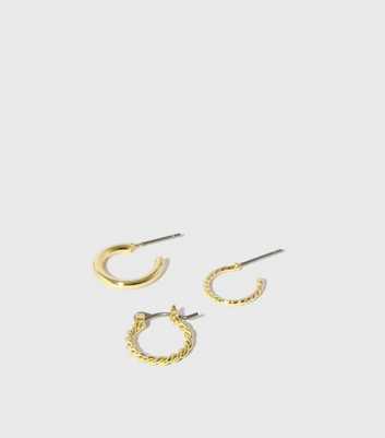 Girls 3 Pack Gold Mini Hoop Earrings