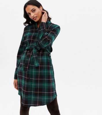 plaid flannel maternity dress