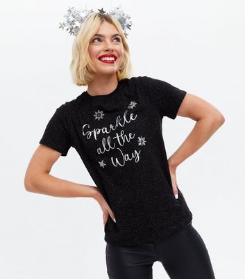 Black Christmas Glitter Sparkle Logo T 