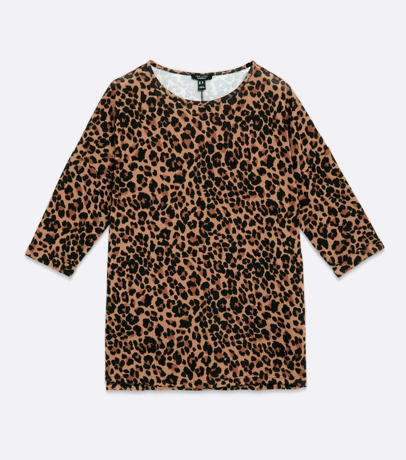 Maternity Brown Leopard Print Fine Knit Step Hem Top Image 7