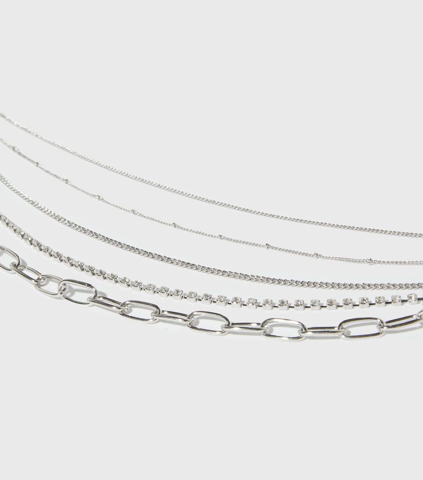 Silver Diamanté Layered Chain Necklace Image 2