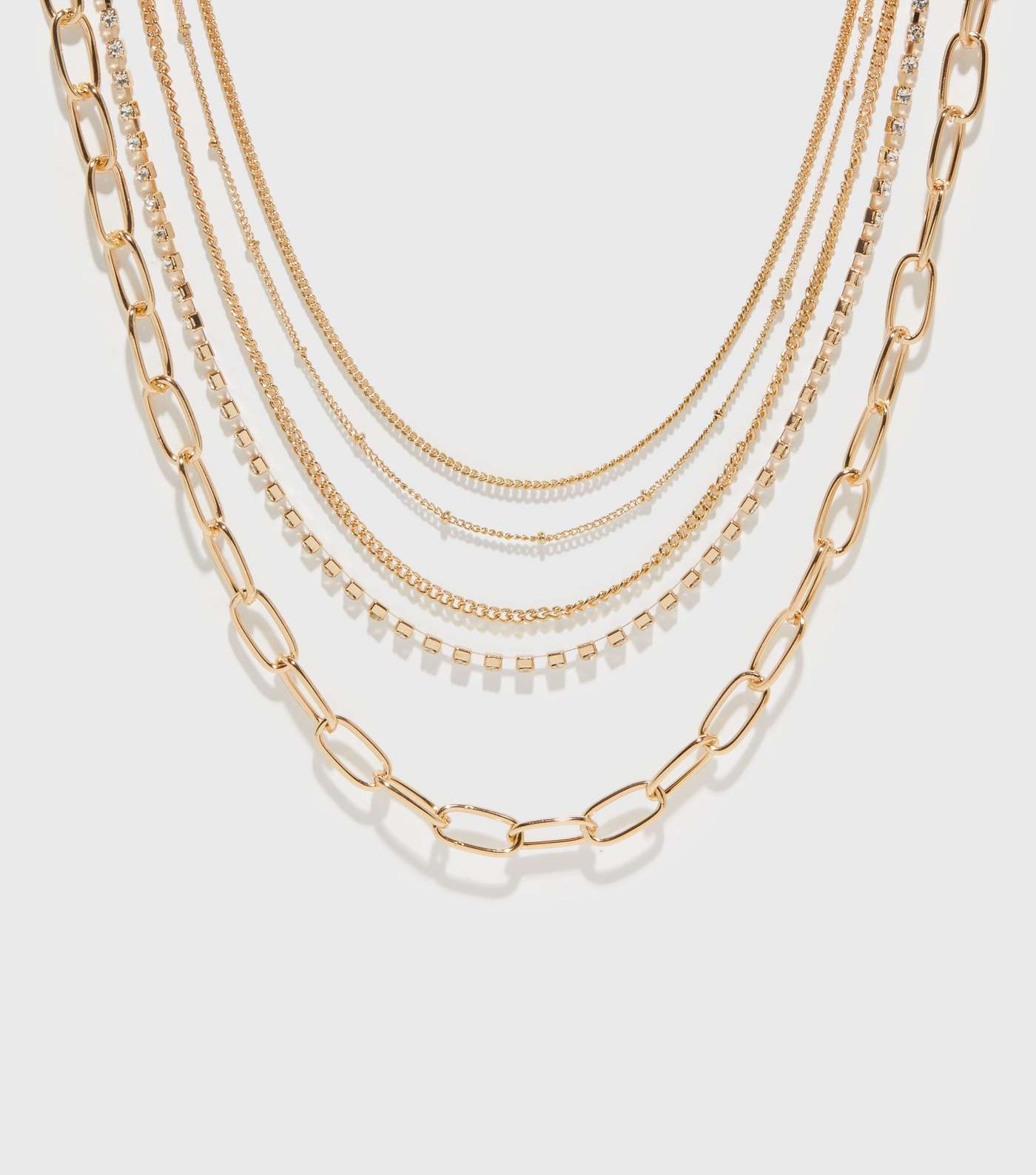 Gold Diamanté Layered Chain Necklace