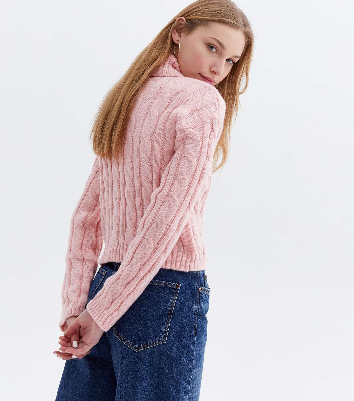 Pink Vanilla Pink Cable Knit Roll Neck Jumper Image 4