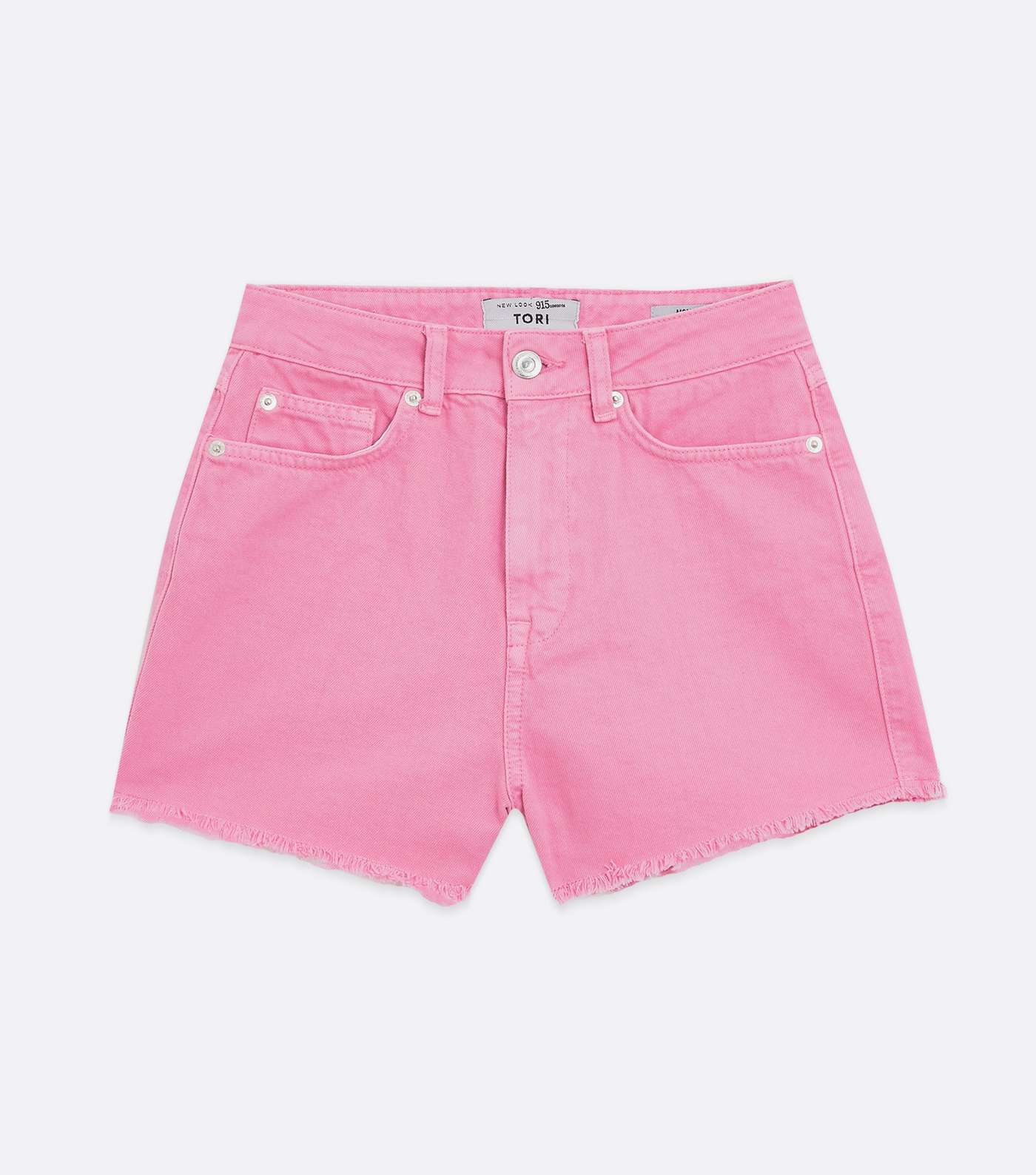 Girls Mid Pink Denim Frayed Mom Shorts Image 5
