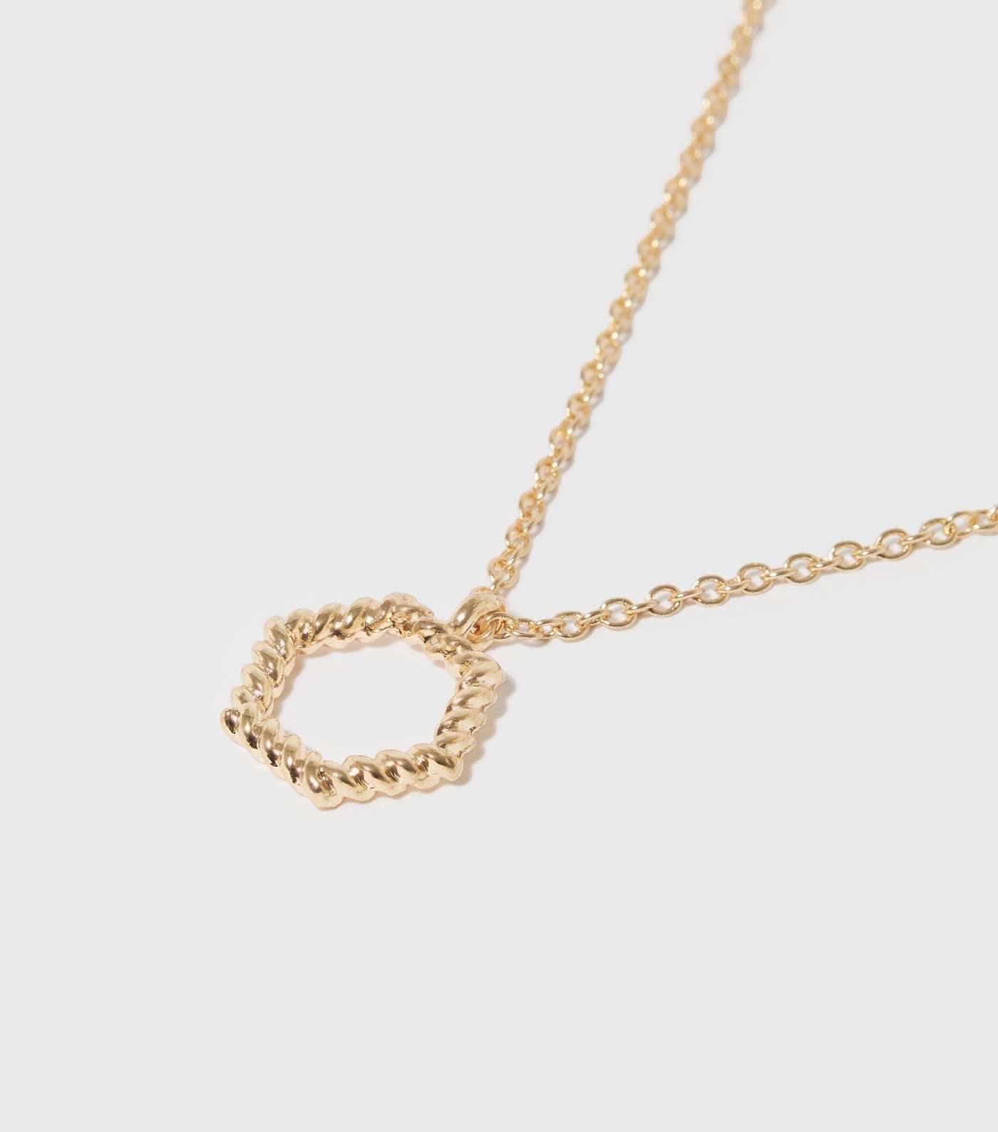 Gold Twist Heaxagon Pendant Necklace Image 2