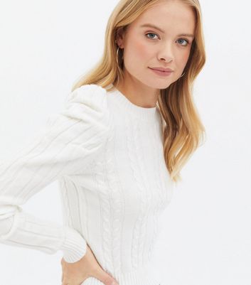 Pink Vanilla White Cable Knit Ruched 