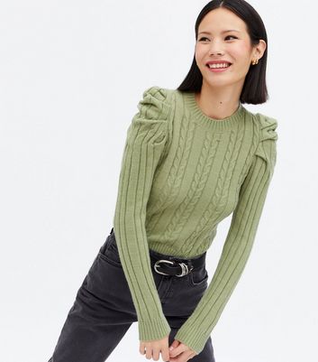 lime green cable knit sweater