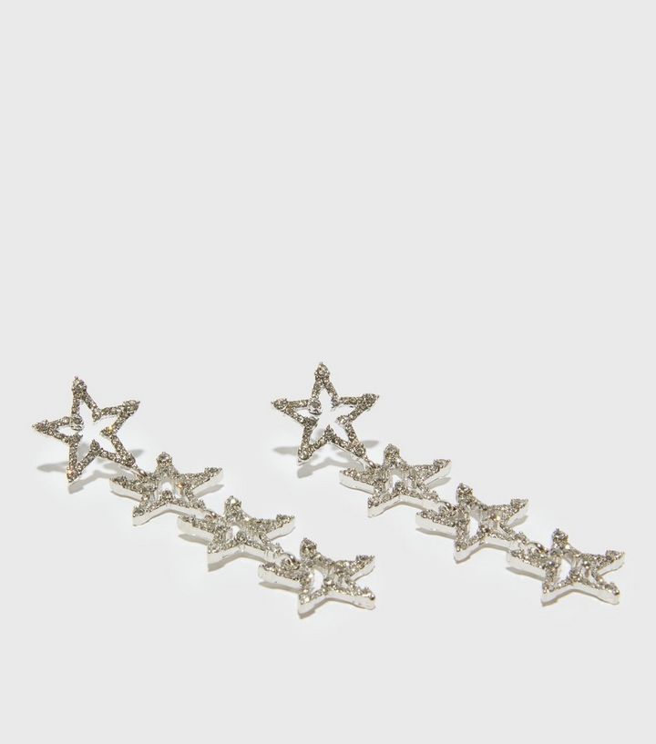 Silver Diamante Star Drop Earrings New Look Silver Diamante Star Drop Earrings New Look