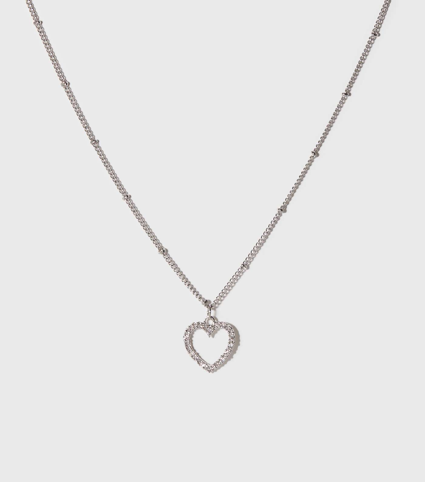 Silver Cubic Zirconia Heart Pendant Necklace Image 2