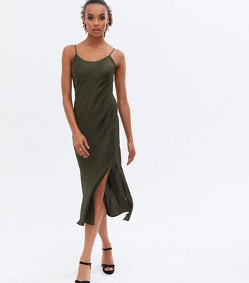 midi slip dress satin