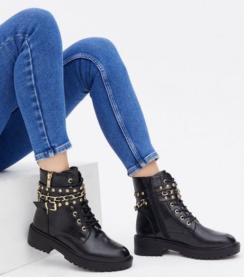 Studded chunky clearance heel boots