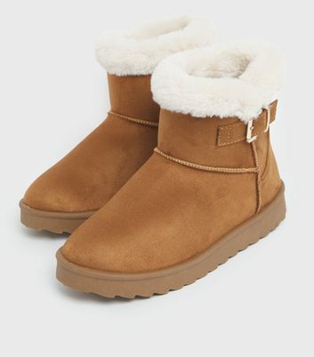 tan booties with fur