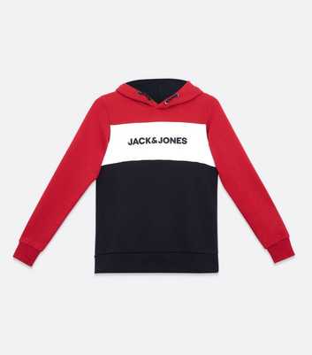 Jack & Jones Junior Red Colour Block Logo Hoodie