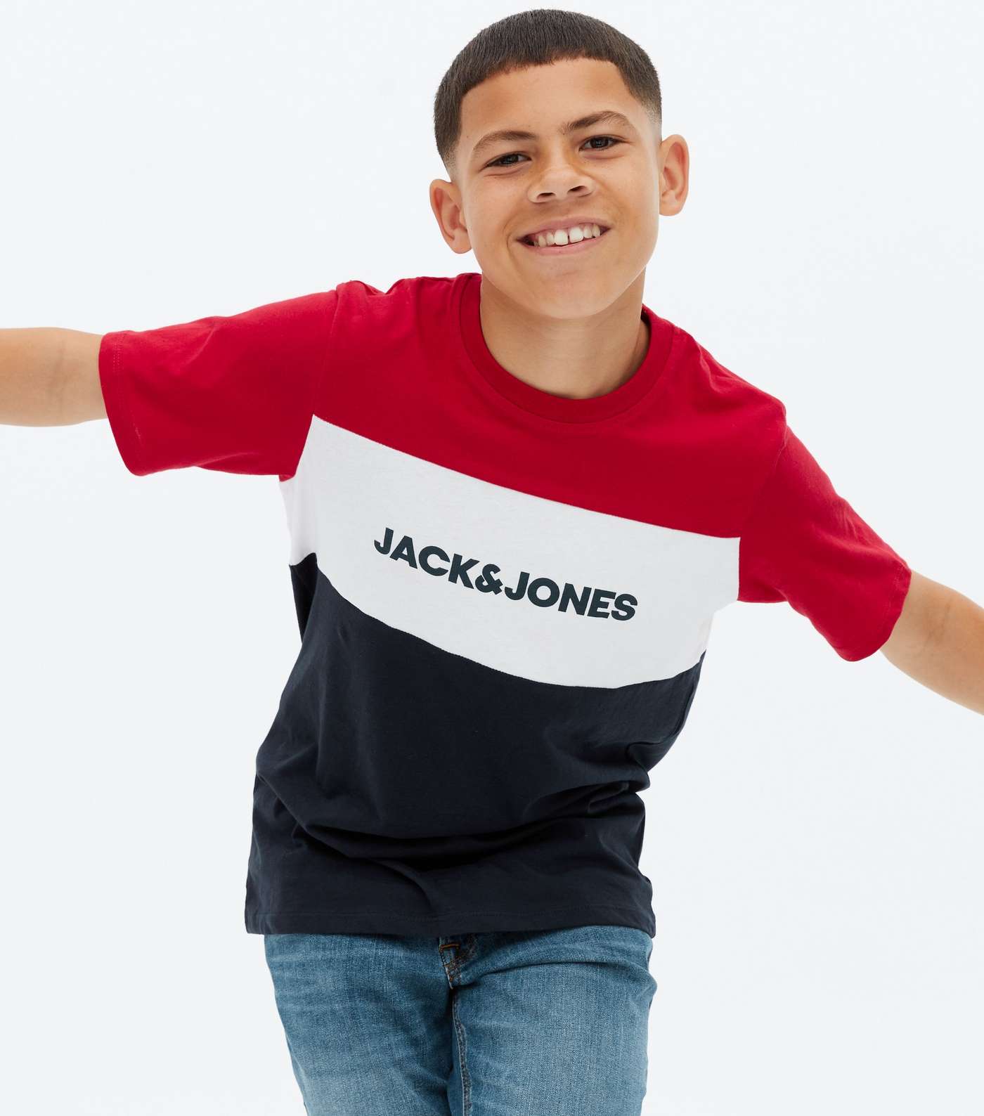 Jack & Jones Junior Red Colour Block Logo T-Shirt