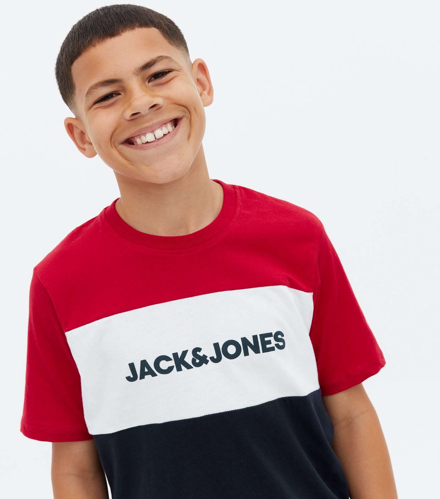 Jack & Jones Junior Red Colour Block Logo T-Shirt Image 3