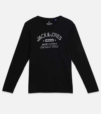 Jack & Jones Junior Black Long Sleeve Logo T-Shirt