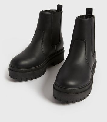 shop for Black High Ankle Chunky Chelsea Boots New Look Vegan at Shopo