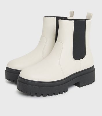 shop for Off White High Ankle Chunky Chelsea Boots New Look Vegan at Shopo