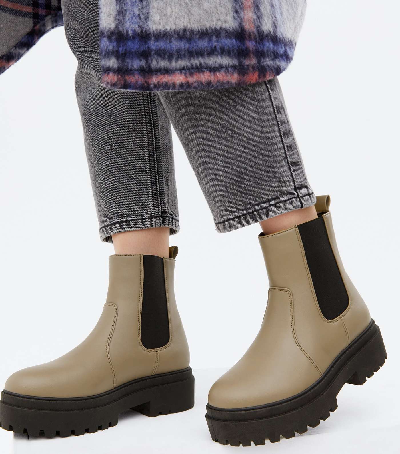 Light Brown High Ankle Chunky Chelsea Boots Image 2