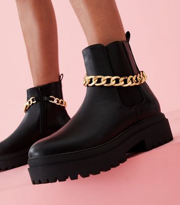shop for Karate Black Chain Boots New Look Vegan at Shopo