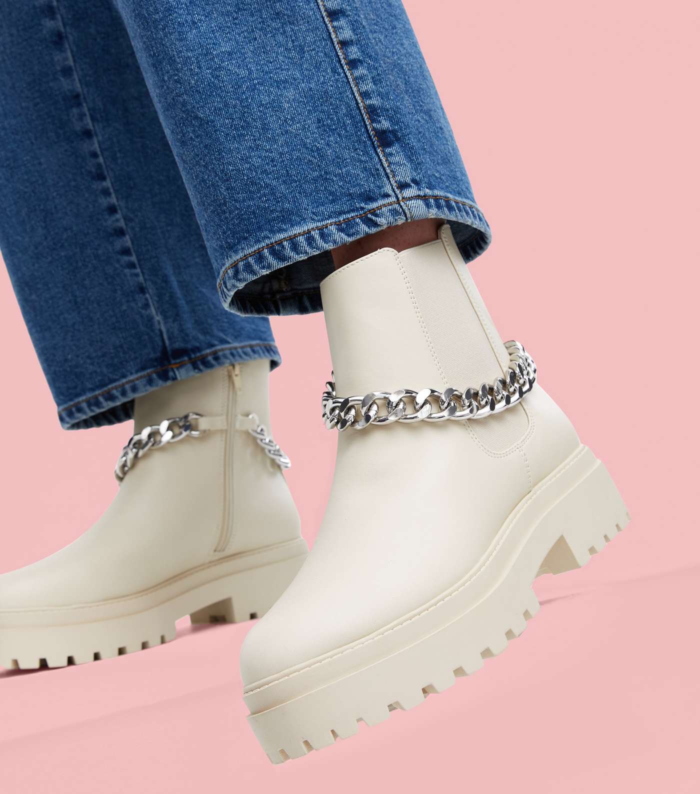 Karate Off White Chain Boots Image 2