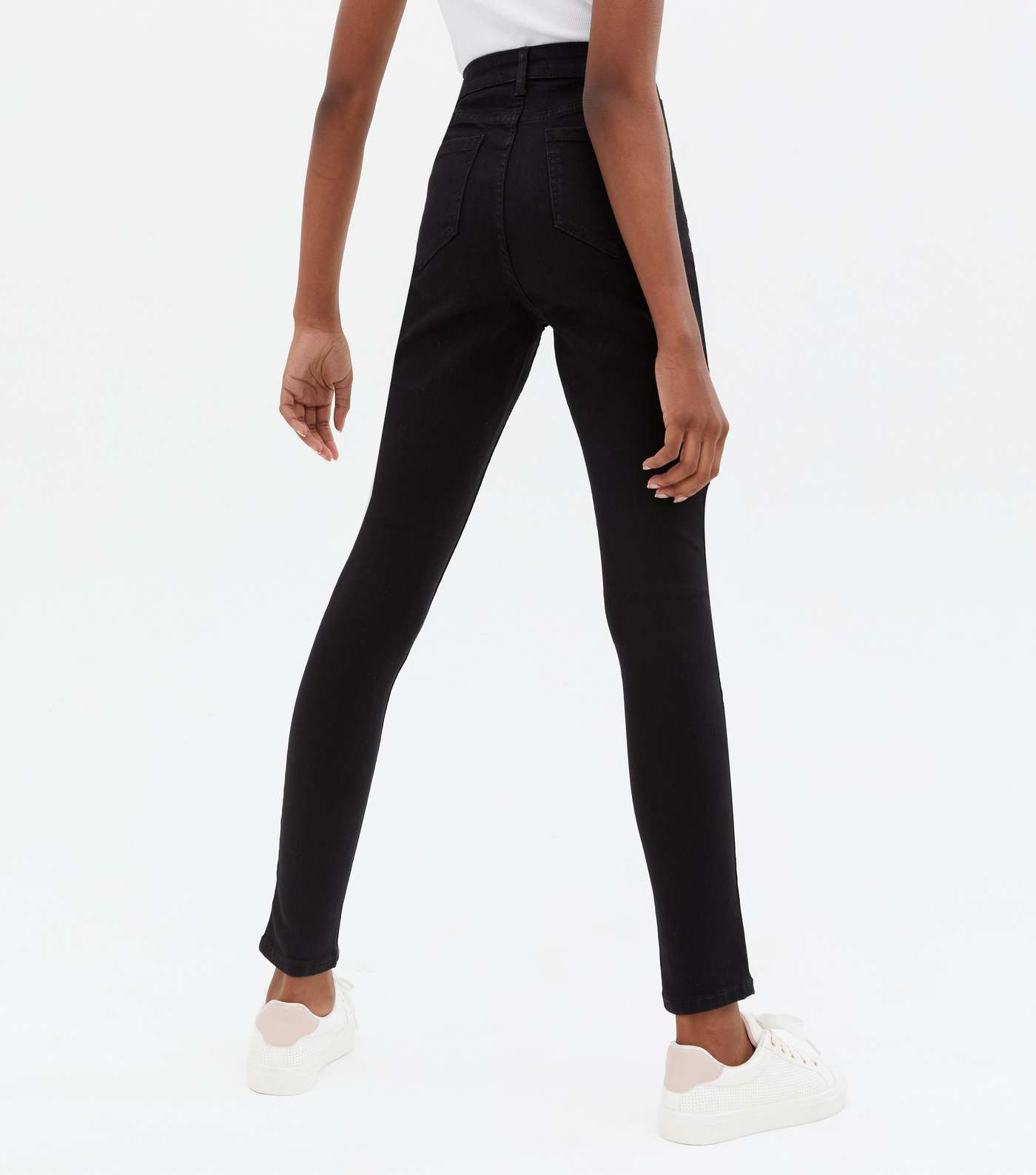 Girls Black 4 Button High Waist Yazmin Skinny Jeans Image 4