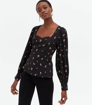 Reformation discount Black with White Polka Dot Smocked Long Sleeve Blouse Top