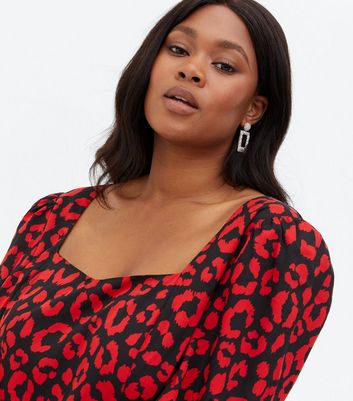 plus size red leopard print top
