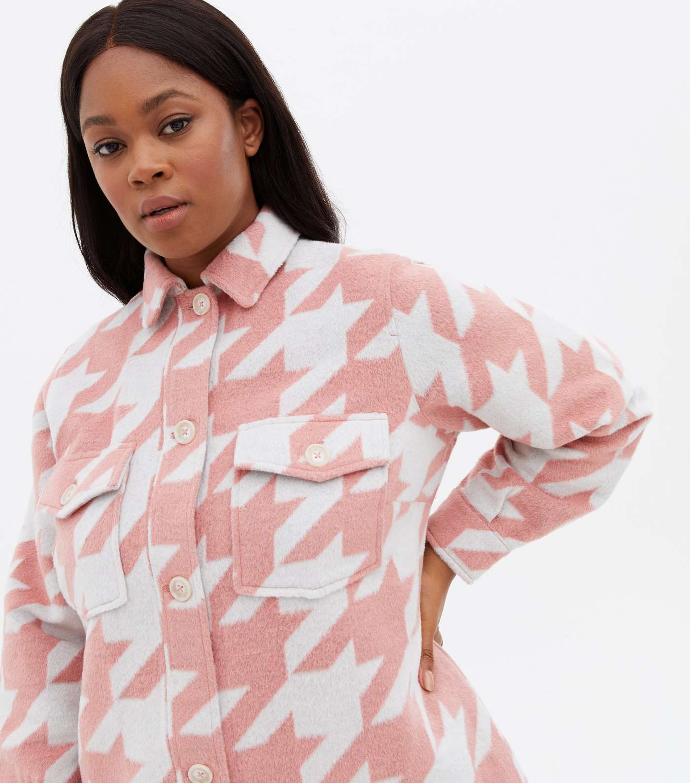 Curves Pink Dogtooth Shacket Image 3