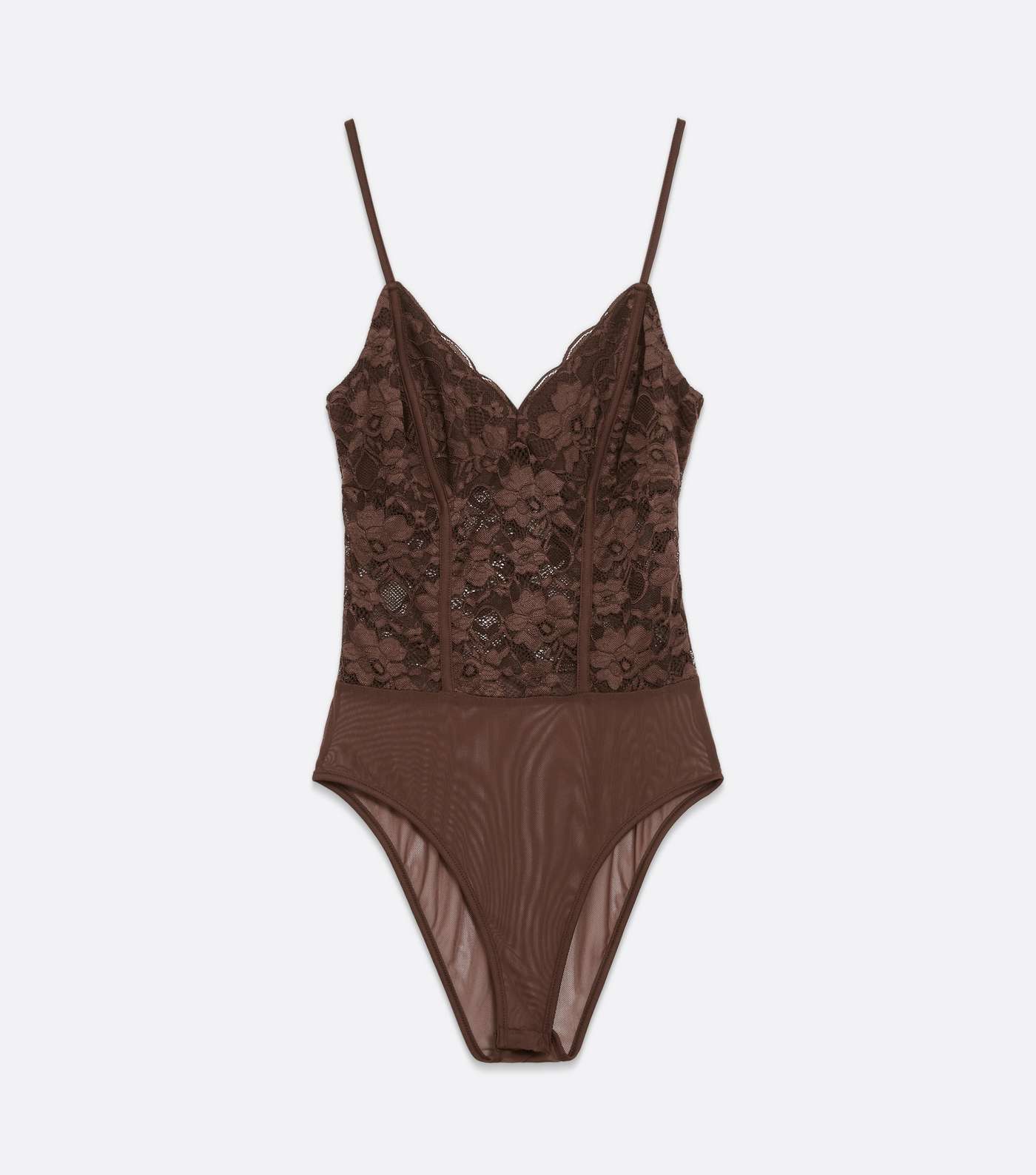 Brown Lace Strappy Bodysuit Image 5