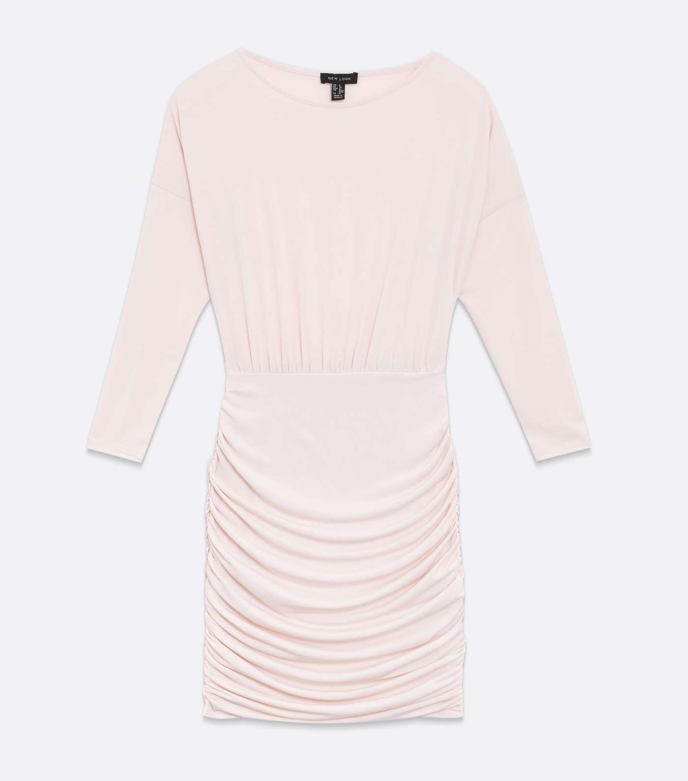 Pale Pink Ruched Side Mini Bodycon Dress Image 5