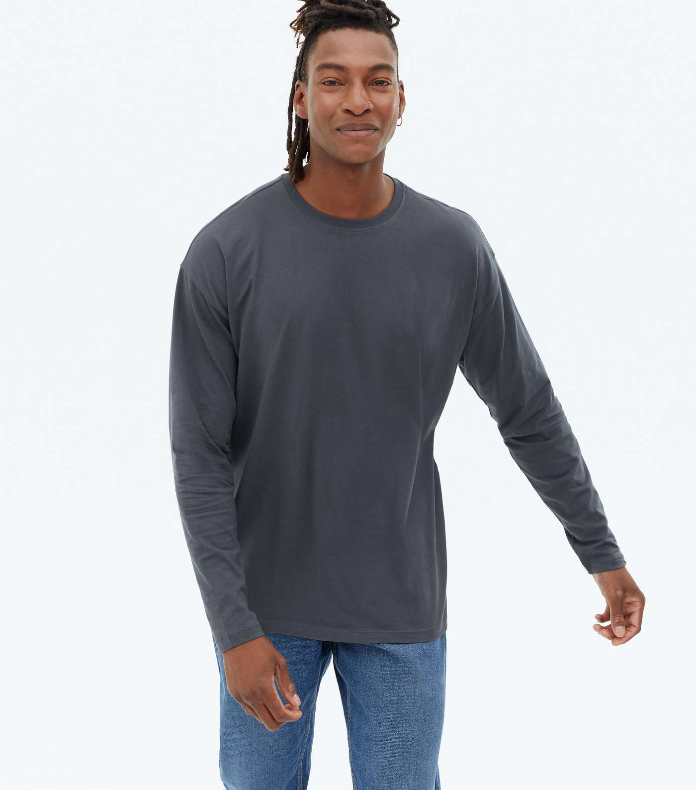 Dark Grey Long Sleeve Oversized T-Shirt