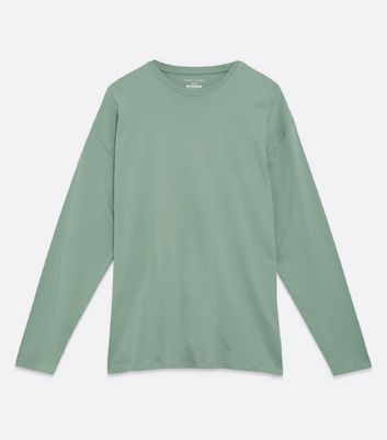 Herrenmode Bekleidung für Herren Light Green Long Sleeve Oversized T-Shirt
