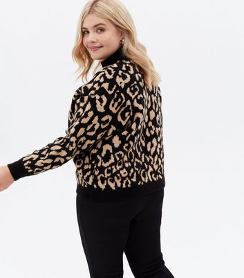 Click to view product details and reviews for Curves Black Leopard Print High Neck Jumper New Look.