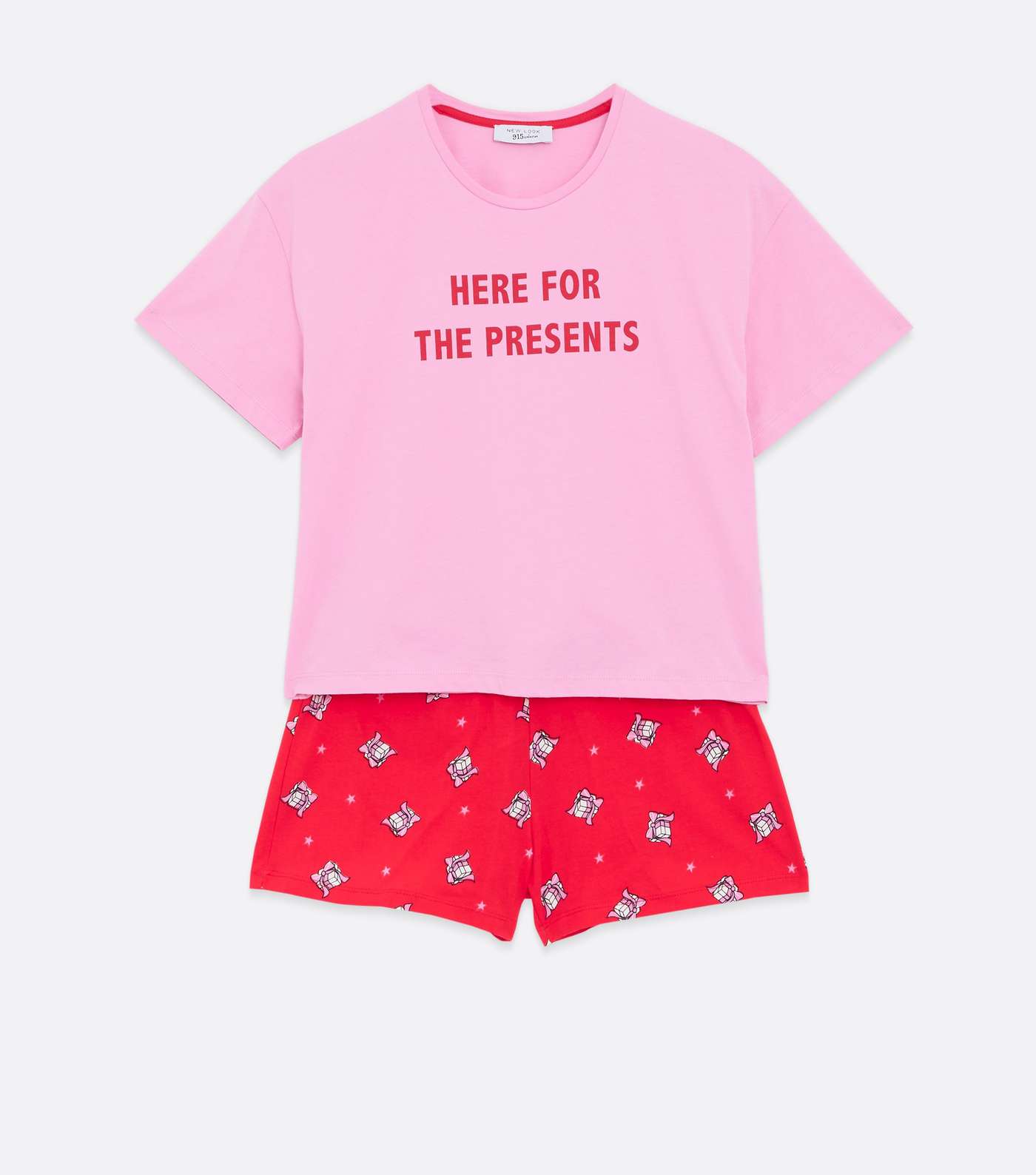 Girls Pink Christmas Presents Logo Short Pyjama Set Image 5