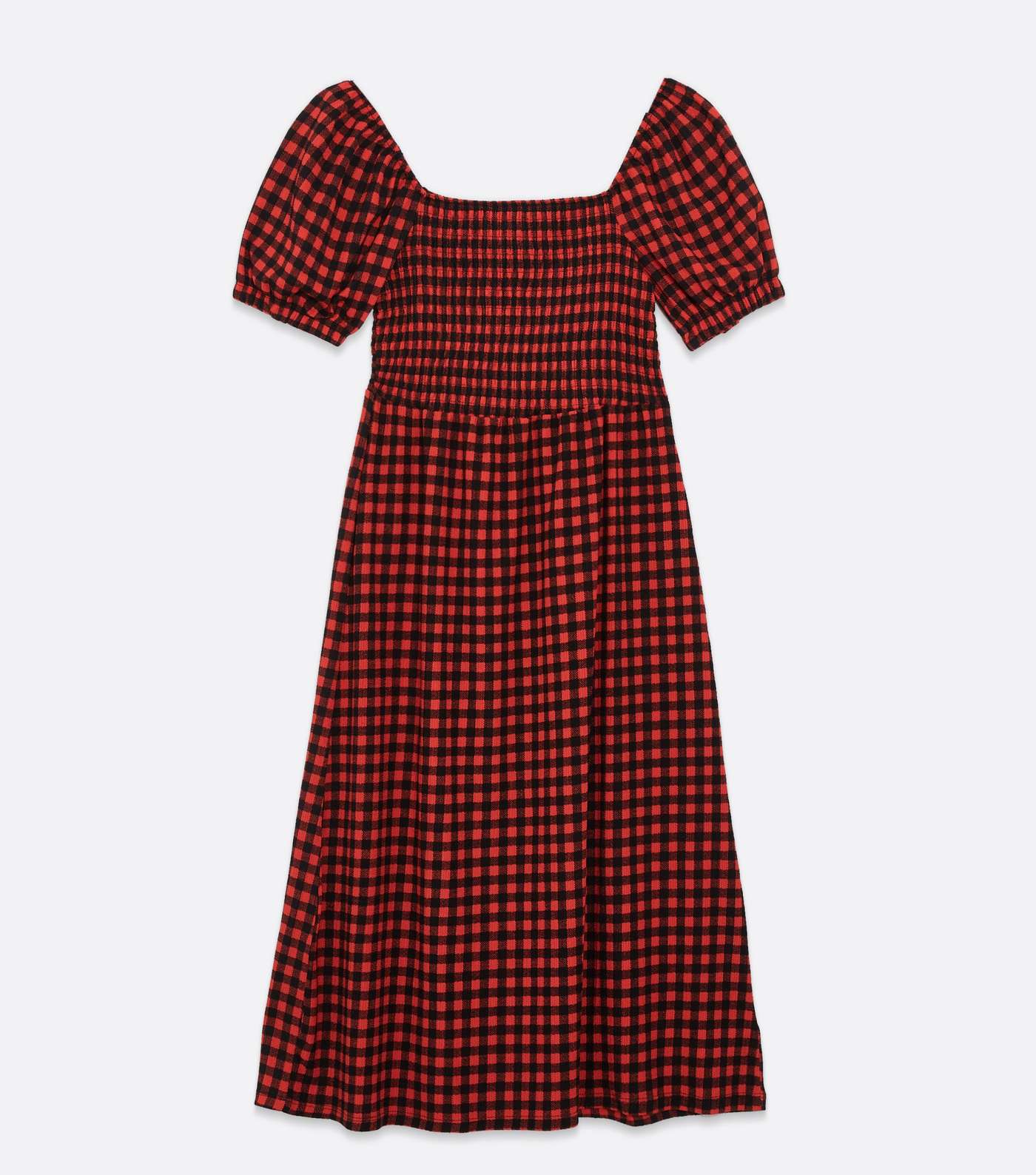 Petite Red Gingham Jersey Square Neck Midi Dress Image 5