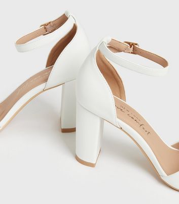 white open toe heel sandals