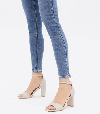 off white block heel sandals