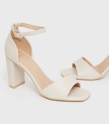 ivory block heel sandals