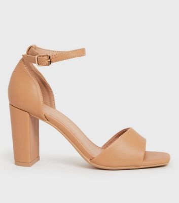 Camel Open Toe Block Heel Sandals | New 