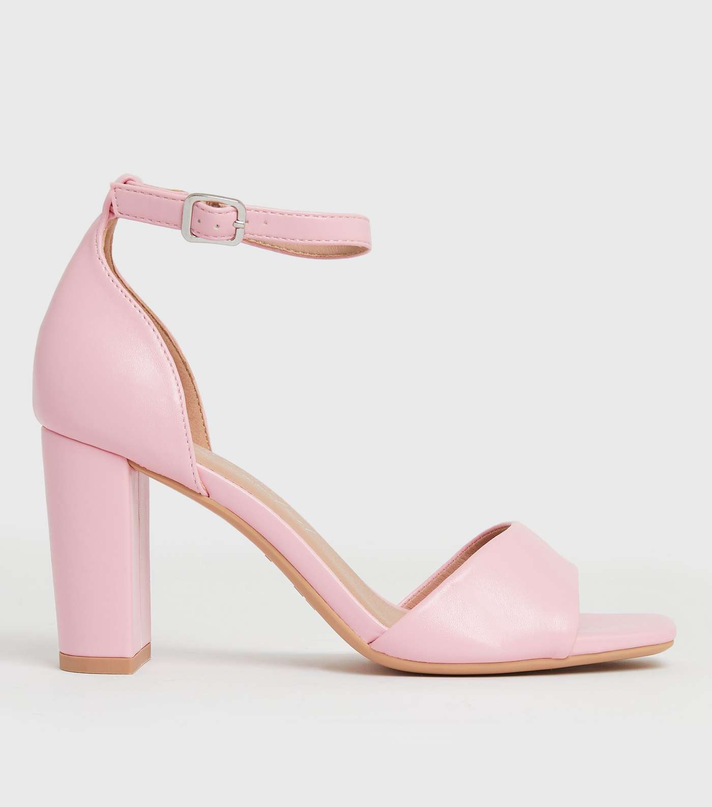 Pink Open Toe Block Heel Sandals