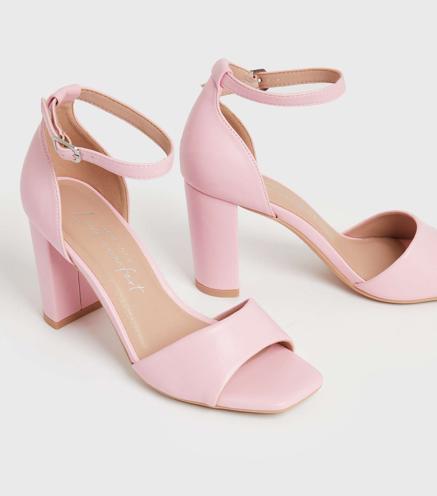 Pink Open Toe Block Heel Sandals Image 3