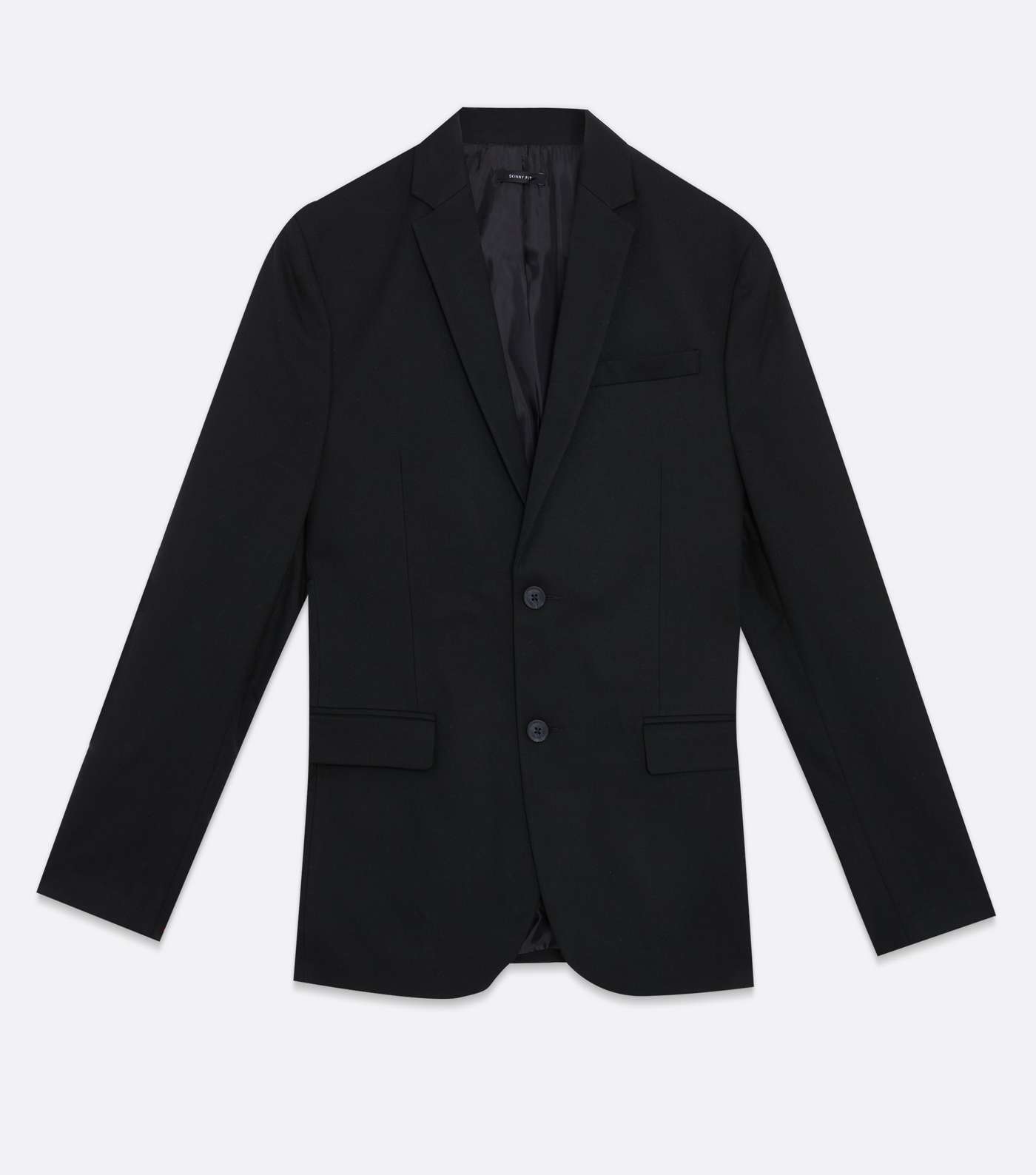 Black Revere Collar Skinny Fit Suit Jacket Image 5